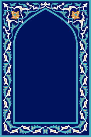 Arabic Arch. Traditional Islamic Background. Mosque decoration element. Elegance Background with Text input area in a center.のイラスト素材