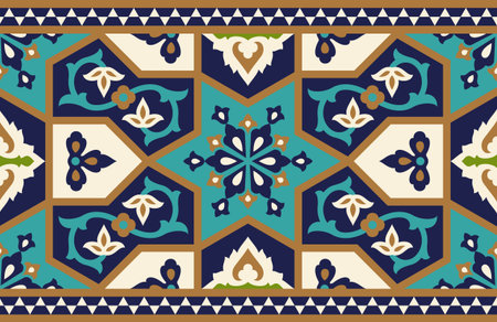 Arabic Floral Seamless Border. Traditional Islamic Design. Mosque decoration element.