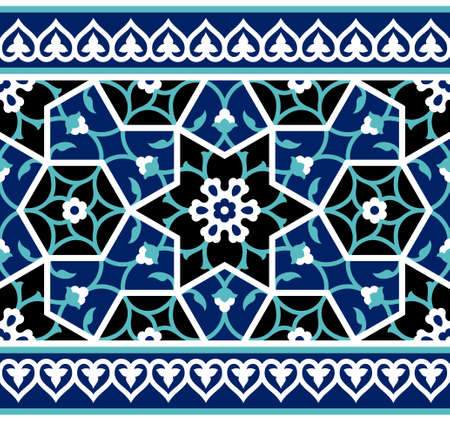 Arabic Floral Seamless Border. Traditional Islamic Design. Mosque decoration element.のイラスト素材