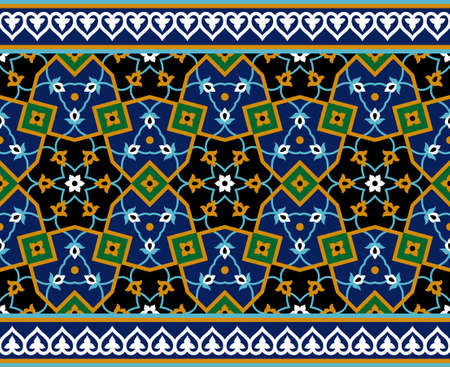 Arabic Floral Seamless Border. Traditional Islamic Design. Mosque decoration element.のイラスト素材