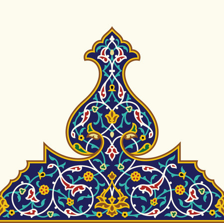 Arabic Floral Seamless Border. Traditional Islamic Design. Mosque decoration element.のイラスト素材
