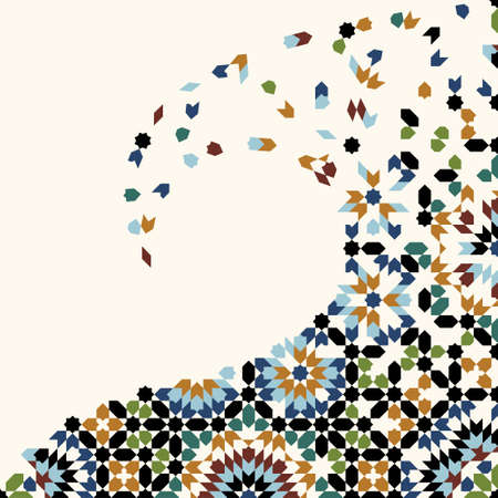 Morocco Disintegration Template. Islamic Mosaic Design. Abstract Background.のイラスト素材