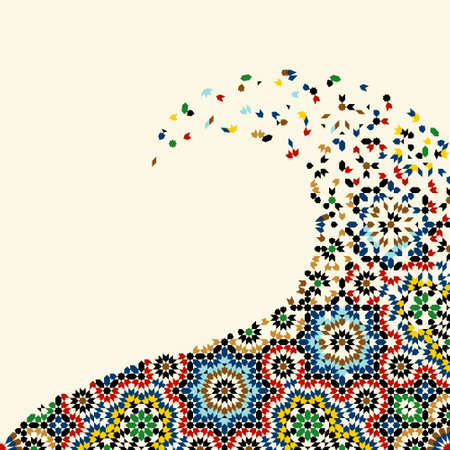Morocco Disintegration Template. Islamic Mosaic Design. Abstract Background.のイラスト素材
