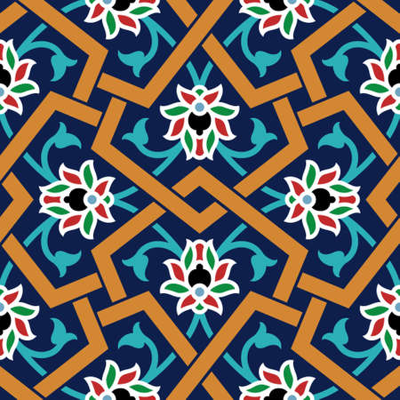 Arabic Floral Seamless Pattern. Traditional Arabic Islamic Background. Mosque decoration element.のイラスト素材