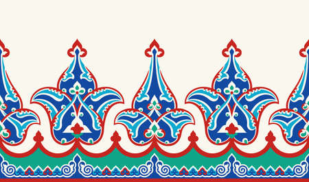 Floral border for your design. Traditional Turkish  Ottoman seamless ornament. Iznik. Vector backgroundのイラスト素材