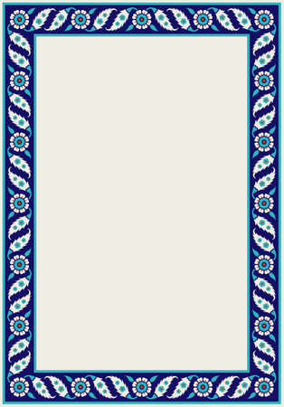 Floral pattern for your design. Traditional Turkish  Ottoman frame. Iznik. Vector background.のイラスト素材
