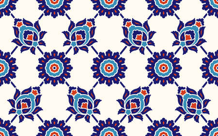Floral pattern for your design. Traditional Turkish  Ottoman seamless ornament. Iznik. Vector background.のイラスト素材