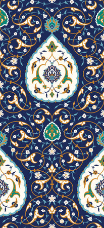 Islamic Floral Seamless Pattern for your design. Traditional Arabic Islamic Background. Mosque...