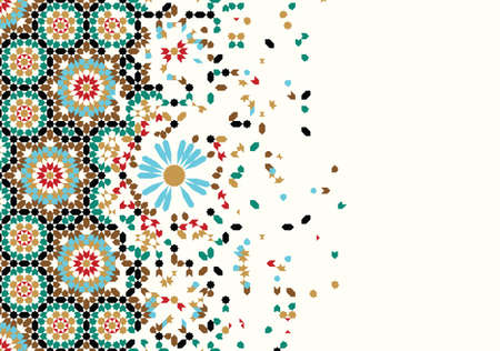 Morocco Disintegration Template. Islamic Mosaic Design. Abstract Background.のイラスト素材