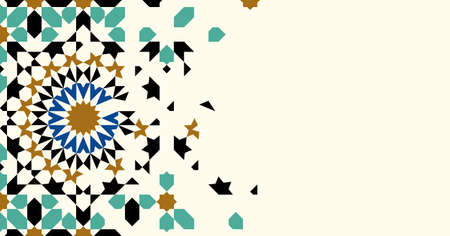 Morocco Disintegration Template. Islamic Mosaic Design. Abstract Background.のイラスト素材