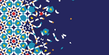 Morocco Disintegration Template. Islamic Mosaic Design. Abstract Background.のイラスト素材