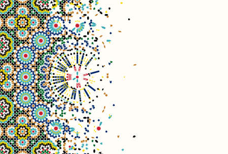 Morocco Disintegration Template. Islamic Mosaic Design. Abstract Background.のイラスト素材