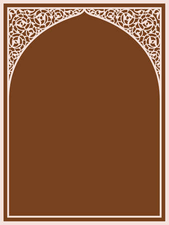 Arabic Floral Arch. Traditional Islamic Background. Mosque decoration element. Elegance Background with Text input area in a center.のイラスト素材