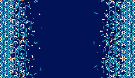 Morocco Disintegration Template. 
Breaking, flying away islamic mosaic. Modern Abstract Background.のイラスト素材