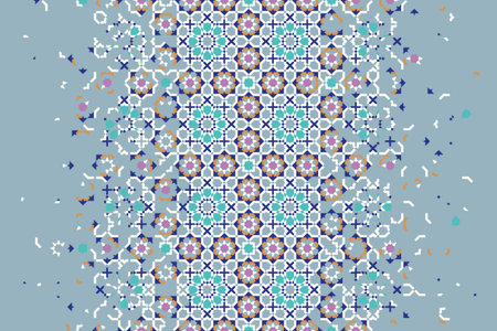 Morocco disintegration template based on geometric islamic mosaic design. Tile repeating vector...