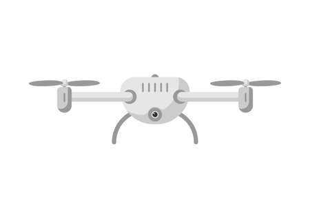 Quadcopter aerial drone with camera flat vector illustration on white backgroundのイラスト素材