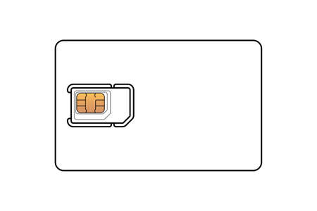 Mobile phone sim card with standard, micro and nano EMV chip linear design template. Plastic card symbol mockup on white background vector isolated illustrationのイラスト素材