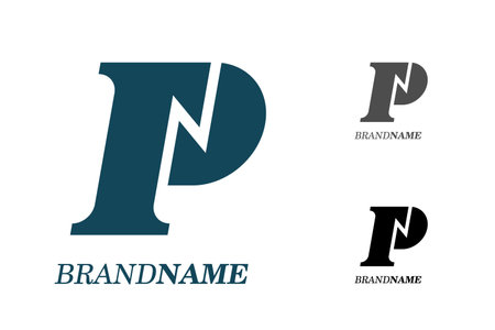 Initial letters P N PN with electrical lightning for technology business identity logotype concept. Electric car parking and charging icon. Power energy brand design template. Vectorのイラスト素材