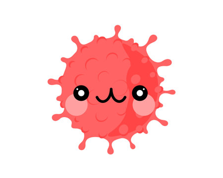 virus emoji face. Funny cute virus character. Smiling infection mascot. Vector isolated illustration