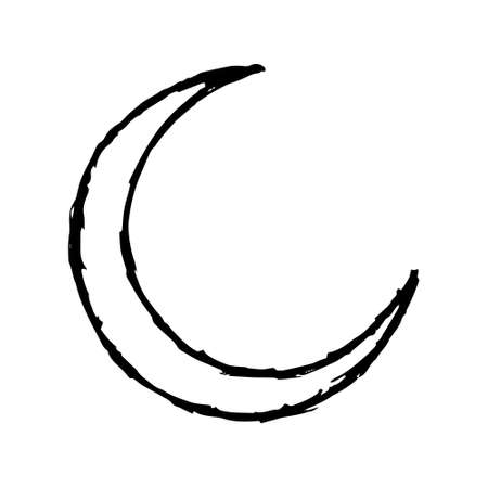 Crescent drawing icon. Hand drawn moon sign. Vector eps sketch isolated night symbolのイラスト素材