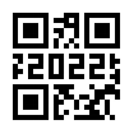 QR code 2022 numbers. Happy New Year with covid vaccination barcode concept design template. Vector eps illustration for banner, poster, greeting card, invitationのイラスト素材