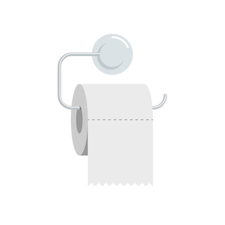Soft clean toilet paper or hygiene napkin roll on holder. Flat vector eps illustrationのイラスト素材