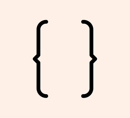 Curly braces punctuation mark black icon. Vintage elegant brackets symbol for typing or typography. Ornament and vector eps isolated design element concept for messages and quotesのイラスト素材