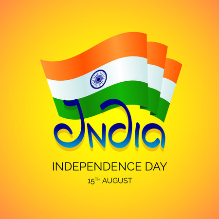 Indian independence day 15th august banner. India country national holiday flyer. Celebration square...