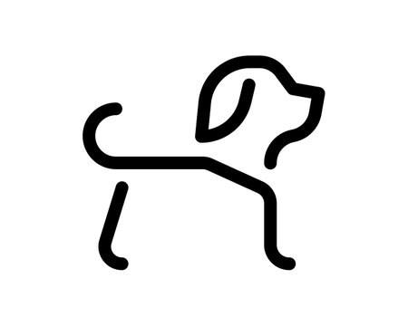 Dog linear icon. Pet outline simple sign for public space. Puppy in collar symbol. Logo creative concept. Vector isolated eps illustrationのイラスト素材