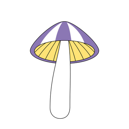 Retro groovy trippy mushroom. Hippie psychedelic fly agaric fungus. Vintage cartoon hallucinogenic fantasy amanita or toadstool. Trendy y2k pop culture isolated vector eps element. Ready for useのイラスト素材
