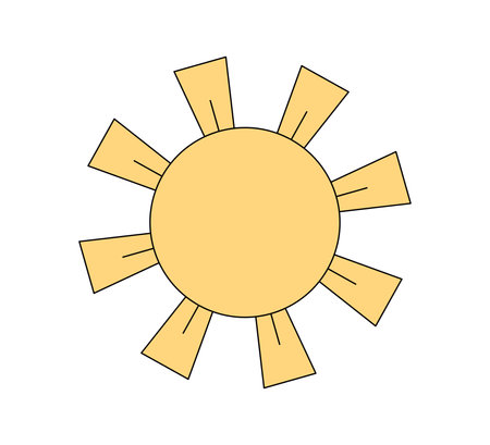 Retro groovy style shiny sun. Psychedelic hippie old solar element with rays. Abstract vintage hippy bright sticker. Trendy y2k pop culture or boho design. Vector eps printのイラスト素材