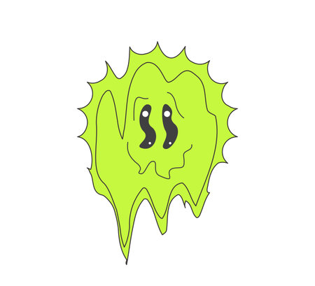 Retro groovy style melted sun crazy character. Psychedelic hippie old funky melting solar mascot. Abstract vintage hippy bright melt sticker. Trendy y2k pop culture surreal design. Vector trippy printのイラスト素材