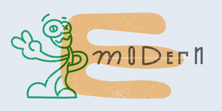 Graffiti-inspired poster template with unique character, vibrant abstract design, and retro scratches. Modern art feel with original font. Fully editable for custom creative useのイラスト素材