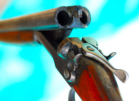Real hunting weapon with a metal gate and trigger.