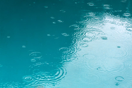 Rain wet cool blue water fresh summer storm.