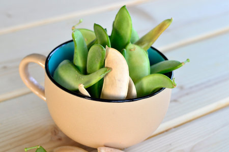 Lima bean pods fresh crunchy green tasty ripe.