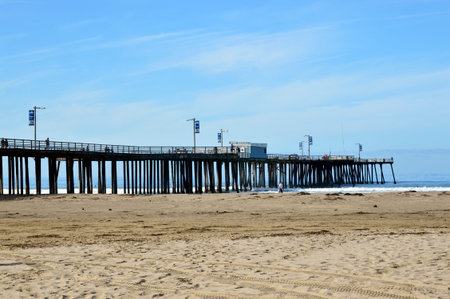 Pismo Beach Pier large wooden oceanfront in California.の写真素材