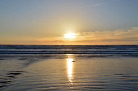 Sunset ocean  cool water  beautiful sun in the sky.の写真素材