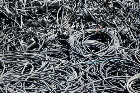Plastic hoses old unnecessary watering on the field.