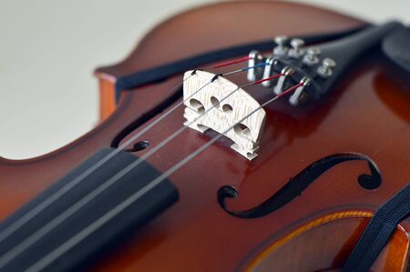 Violin music wooden instrument with metal strings.の写真素材