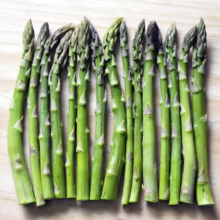 Juicy green fresh asparagus ready for cookingの写真素材