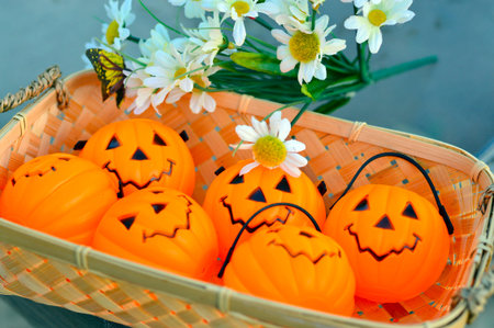 Halloween orange pumpkin scary beautiful in the holiday season
