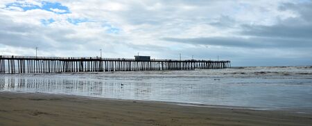 Pismo Beach Pier large wooden oceanfront in California.の写真素材