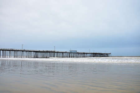 Pismo Beach Pier large wooden oceanfront in California.の写真素材
