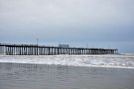 Pismo Beach Pier large wooden oceanfront in California.の写真素材