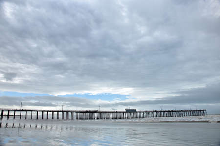 Pismo Beach Pier large wooden oceanfront in California.の写真素材
