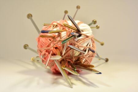 Cotton thread for crocheting colored multi colored yarnの写真素材