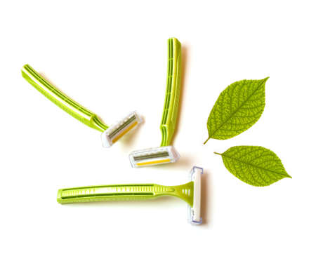 Three shevers isolated on white backgroundの写真素材