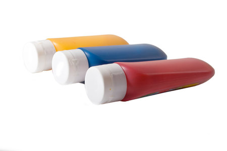 Tubes of paint isolated isolated on white backgroundの写真素材