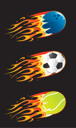 sport balls in fire 03のイラスト素材